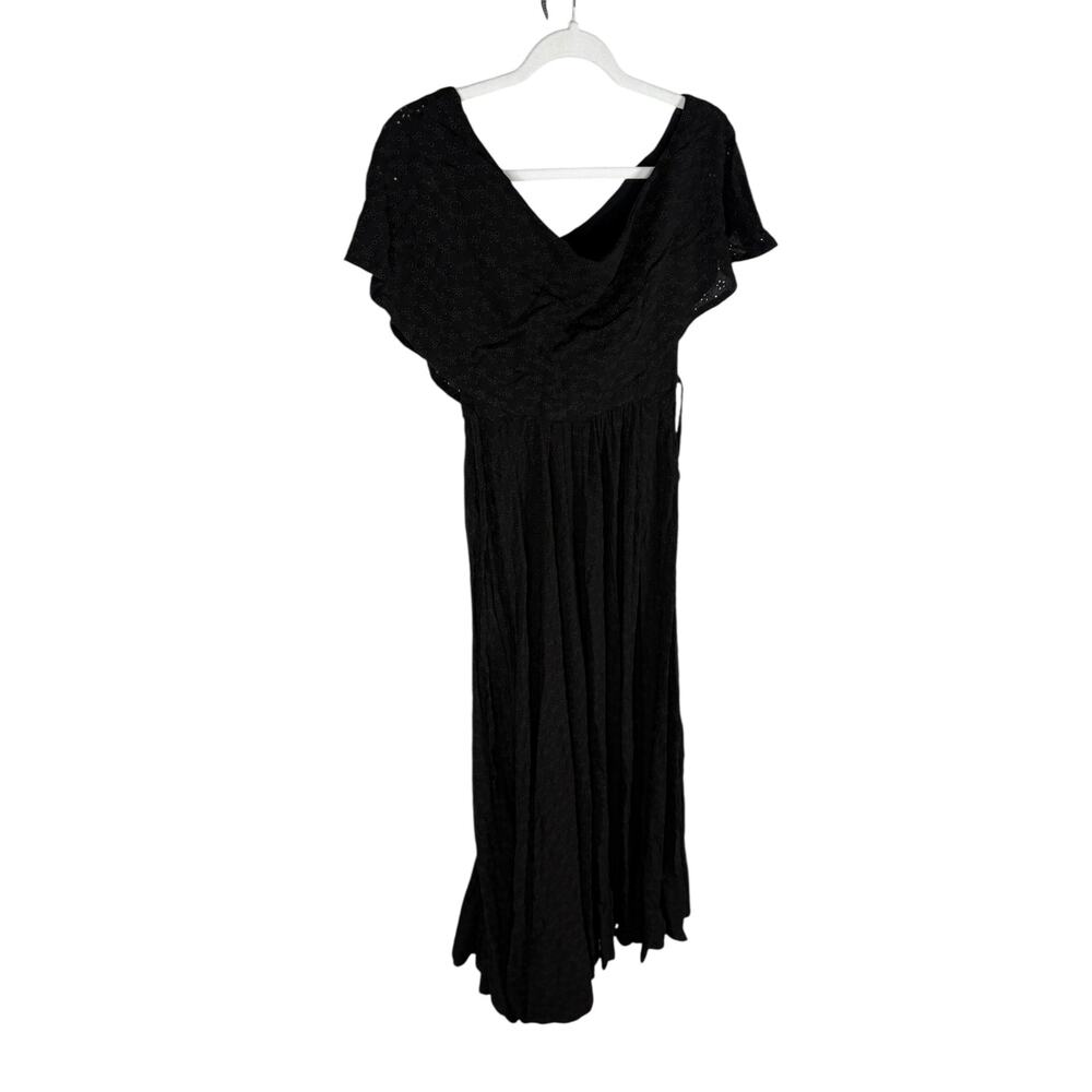Helsa Eyelet Garden Maxi Dress Draped Off Shoulder Wedding Guest Boho Cottage S - Picture 9 of 11